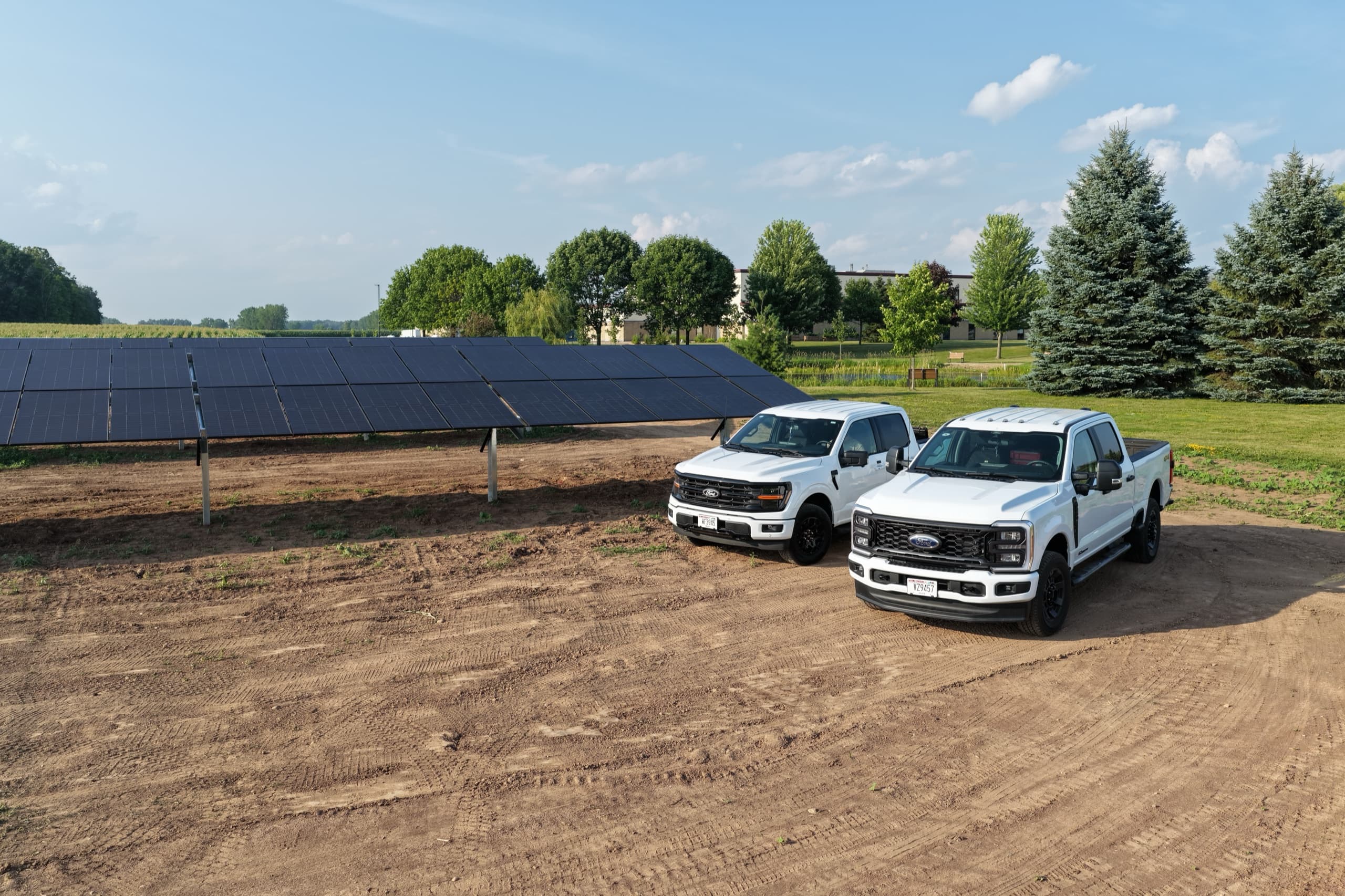 Completed section of the 702-panel ground-mounted solar array at Christ the Rock Community Church in Menasha, Wisconsin